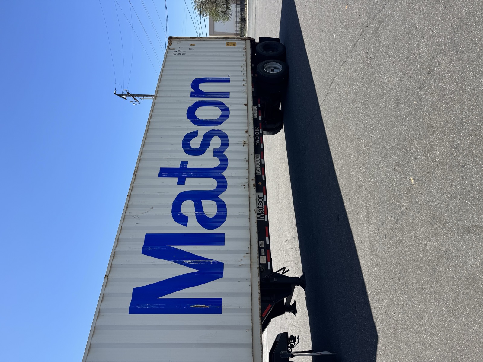 Intermodal container trailer ready for inland transportation